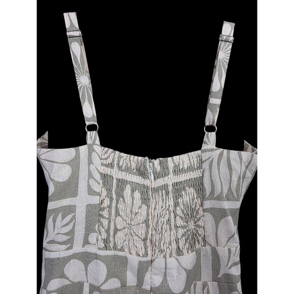 Petal & Pup Linen Blnd Wide Leg Jumpsuit Women Sz 2 Tie Front Floral Adjust Strp - Picture 7 of 12